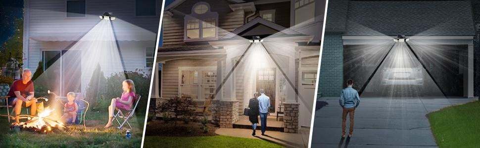 Solar Outdoor Lights 2500LM 210LED Security Lights,3 Heads Dimmable SpotLights with 3 Modes,IP65 Waterproof,Suitable for Yard, Garage, Porch, Pool,Garden,Barn,Patio,#Summervibes